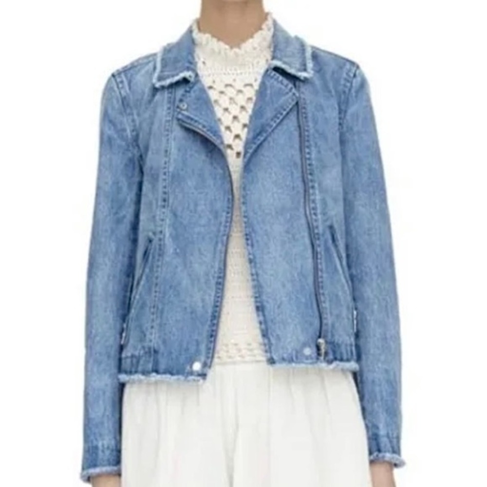 Rebecca Taylor zipper raw edge denim jacket